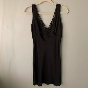 Black Slip Style Dress w/ Lace Detail